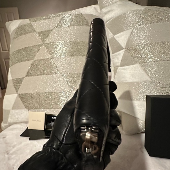 AUTH CHANEL Matelasse Lamb Skin Wallet Coco Mark purse Black - Picture 7 of 17